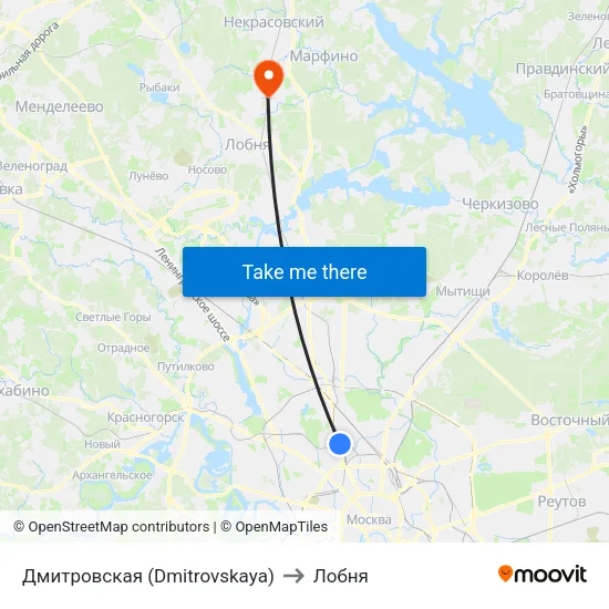 Дмитровская (Dmitrovskaya) to Лобня map