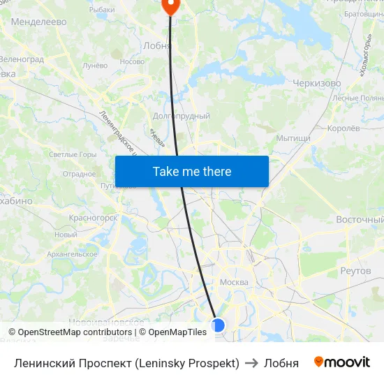 Ленинский Проспект (Leninsky Prospekt) to Лобня map