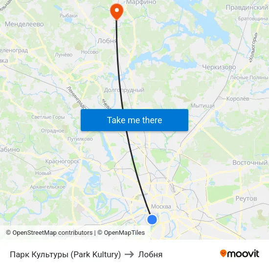 Парк Культуры (Park Kultury) to Лобня map