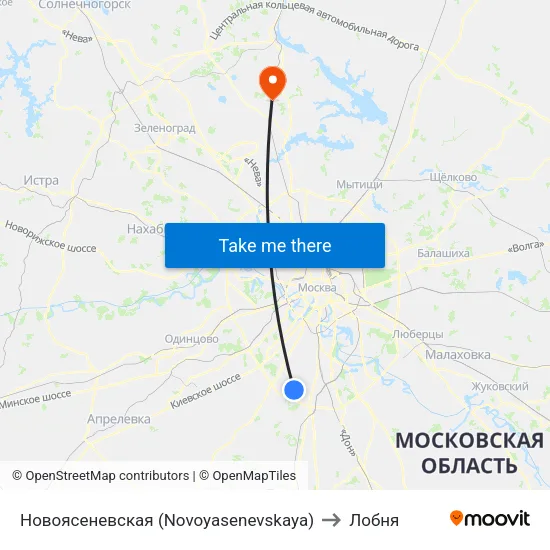 Новоясеневская (Novoyasenevskaya) to Лобня map