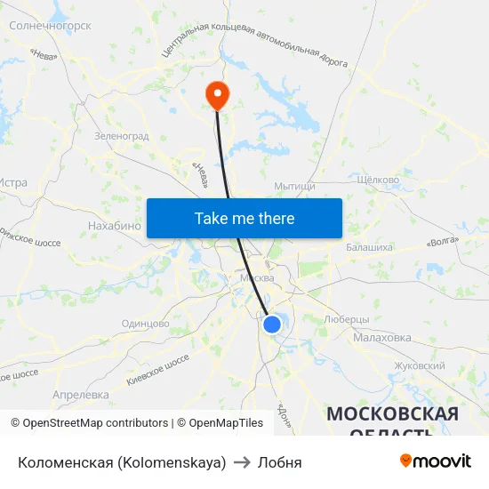 Коломенская (Kolomenskaya) to Лобня map