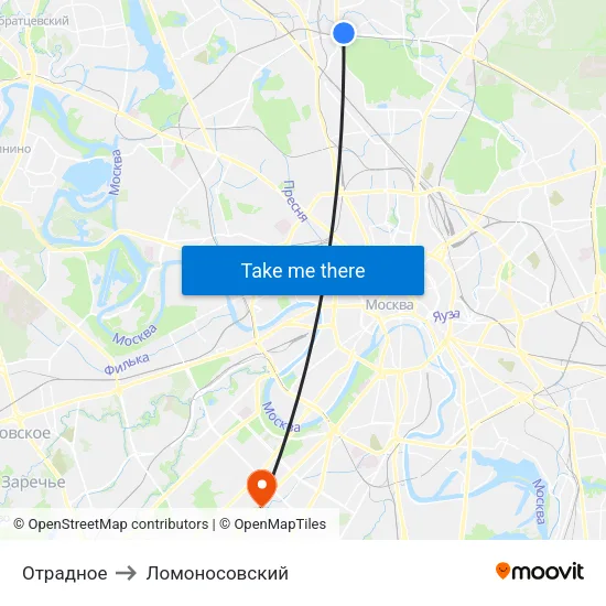 Отрадное to Ломоносовский map