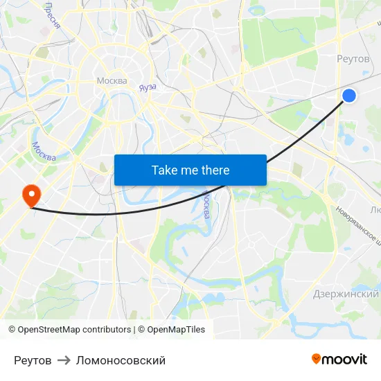 Реутов to Ломоносовский map