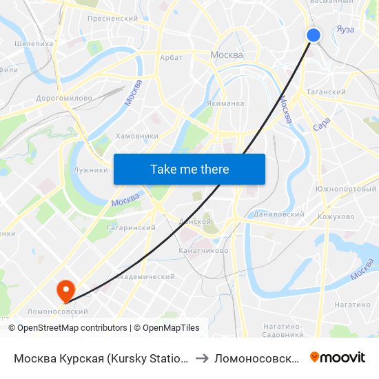 Москва Курская (Kursky Station) to Ломоносовский map