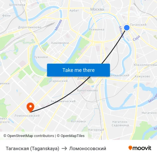 Таганская (Taganskaya) to Ломоносовский map