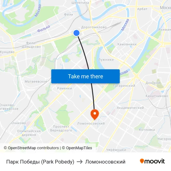 Парк Победы (Park Pobedy) to Ломоносовский map
