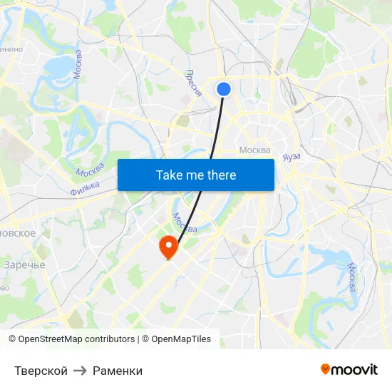 Тверской to Раменки map