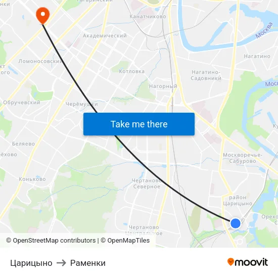 Царицыно to Раменки map
