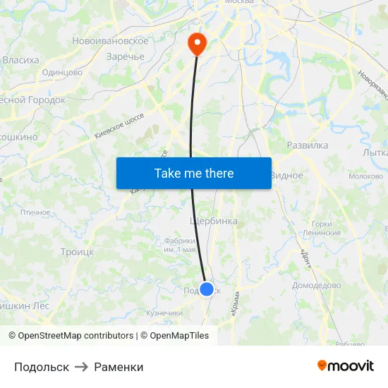 Подольск to Раменки map
