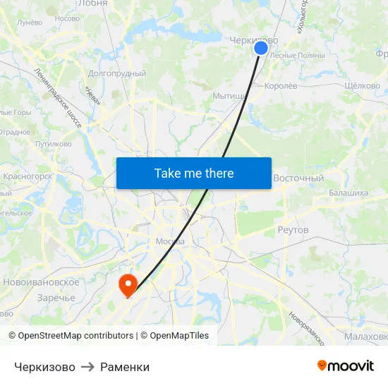Черкизово to Раменки map