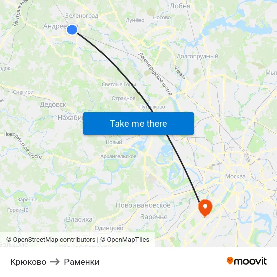 Крюково to Раменки map