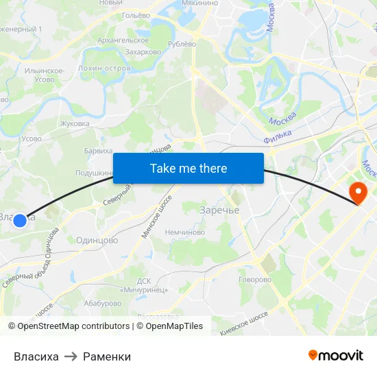 Власиха to Раменки map
