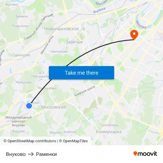Внуково to Раменки map
