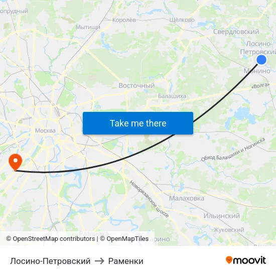Лосино-Петровский to Раменки map