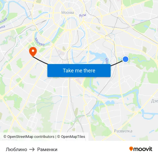 Люблино to Раменки map