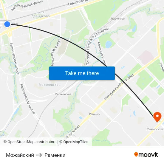Можайский to Раменки map