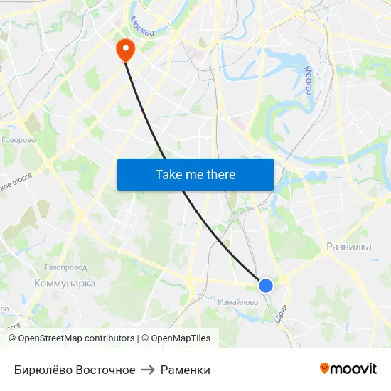 Бирюлёво Восточное to Раменки map