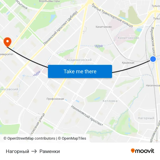 Нагорный to Раменки map