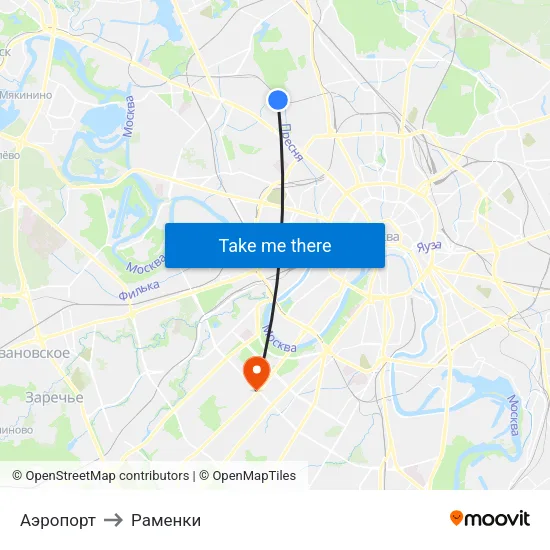 Аэропорт to Раменки map