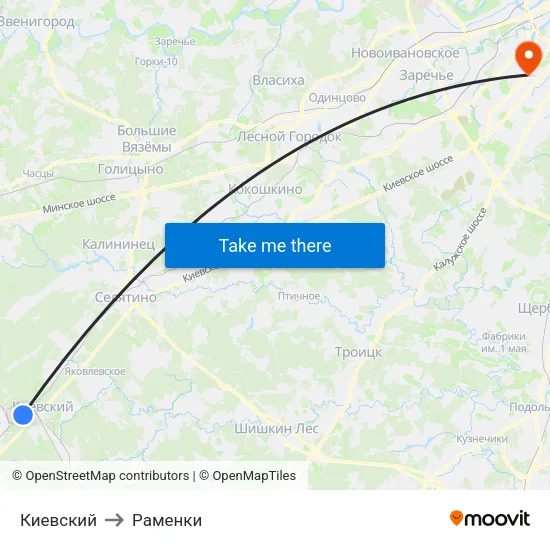 Киевский to Раменки map