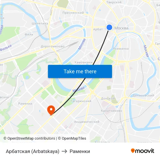 Арбатская (Arbatskaya) to Раменки map