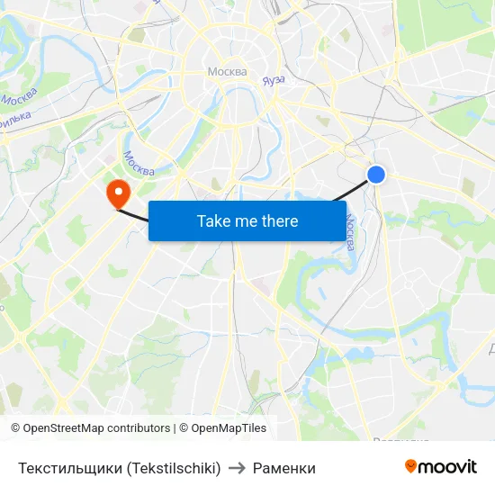 Текстильщики (Tekstilschiki) to Раменки map