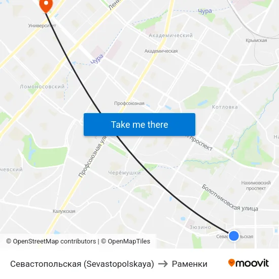 Севастопольская (Sevastopolskaya) to Раменки map