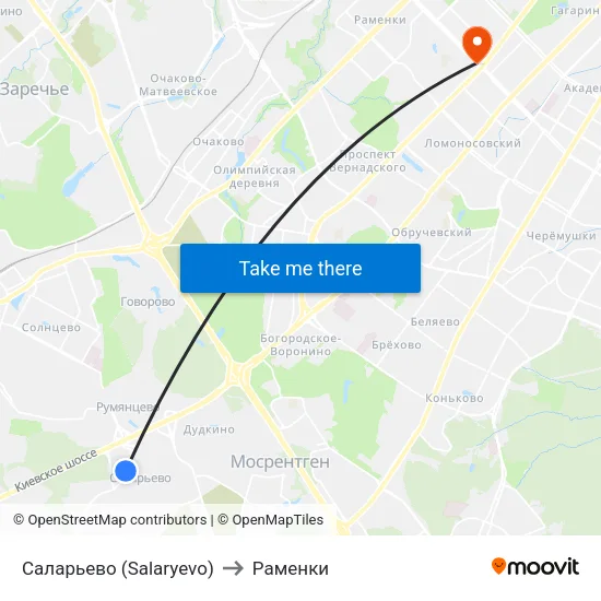 Саларьево (Salaryevo) to Раменки map