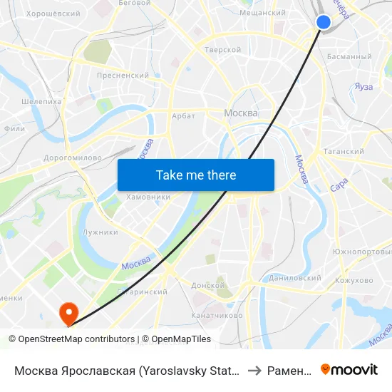 Москва Ярославская (Yaroslavsky Station) to Раменки map