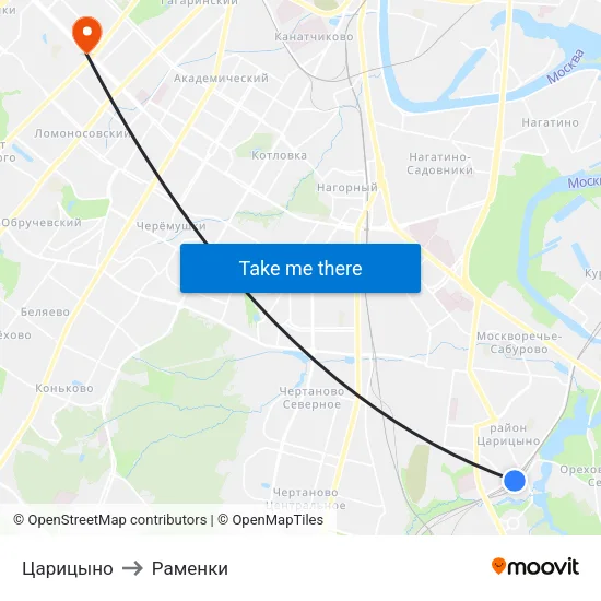 Царицыно to Раменки map