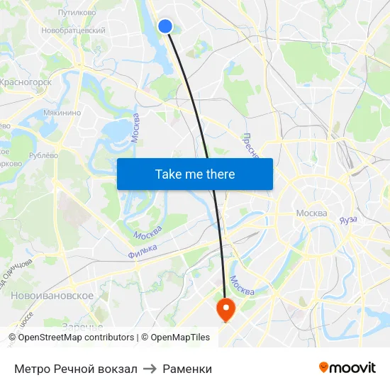 Метро Речной вокзал to Раменки map