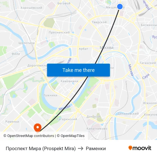 Проспект Мира (Prospekt Mira) to Раменки map