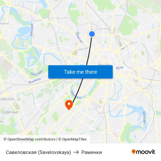 Савеловская (Savelovskaya) to Раменки map