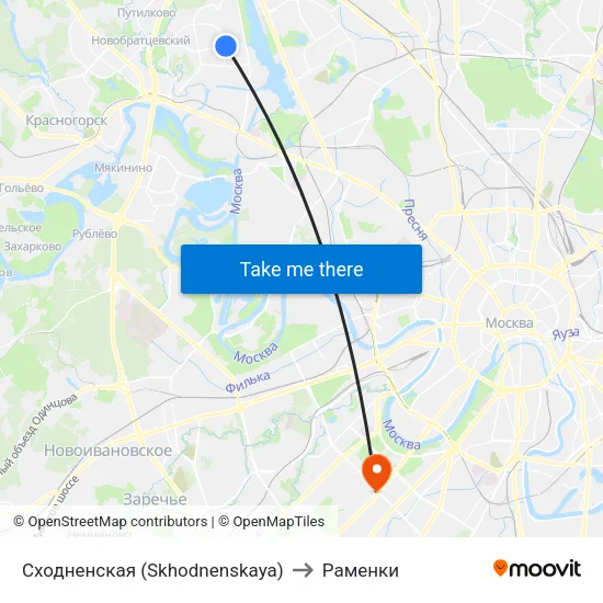 Сходненская (Skhodnenskaya) to Раменки map