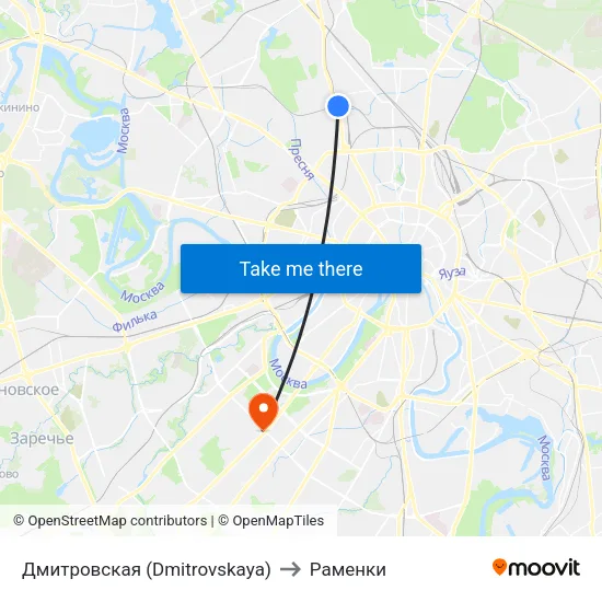 Дмитровская (Dmitrovskaya) to Раменки map