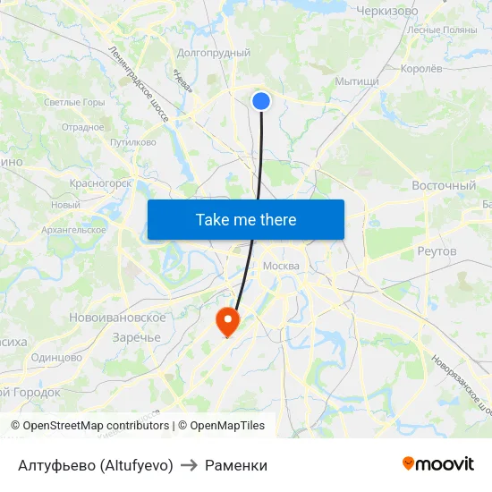 Алтуфьево (Altufyevo) to Раменки map
