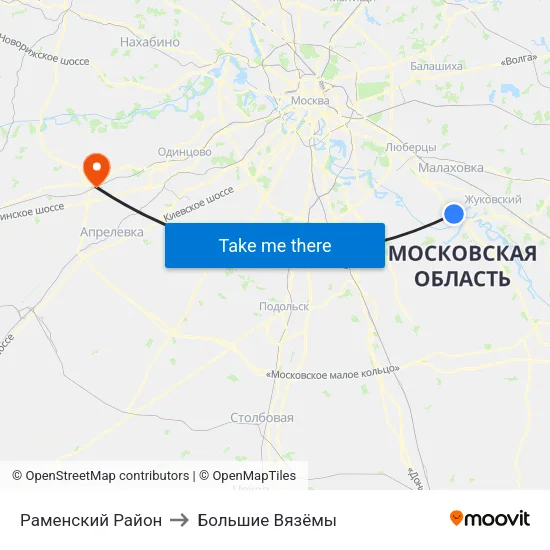 Раменский Район to Большие Вязёмы map