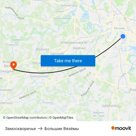 Замоскворечье to Большие Вязёмы map
