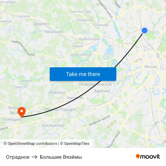 Отрадное to Большие Вязёмы map