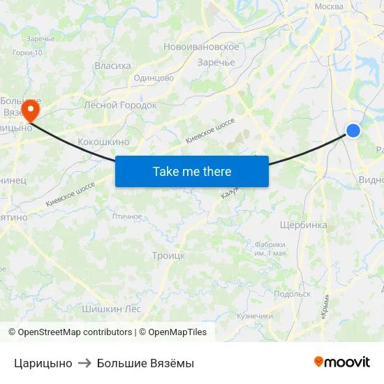 Царицыно to Большие Вязёмы map