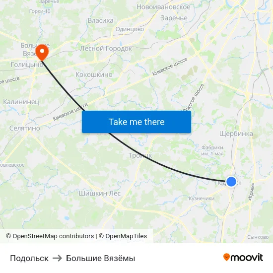 Подольск to Большие Вязёмы map