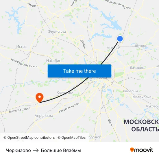 Черкизово to Большие Вязёмы map