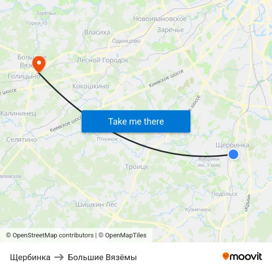 Щербинка to Большие Вязёмы map