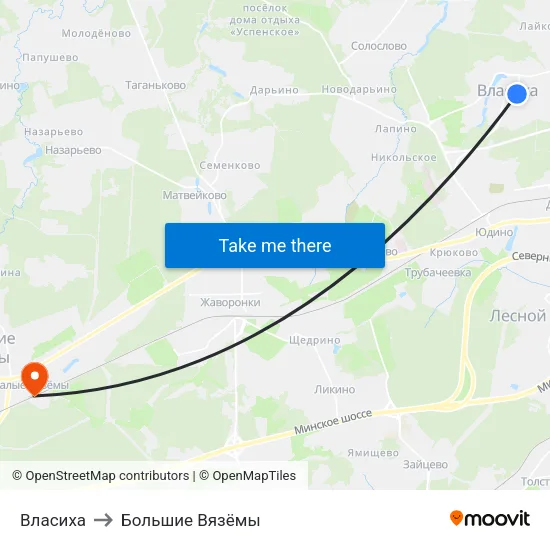 Власиха to Большие Вязёмы map