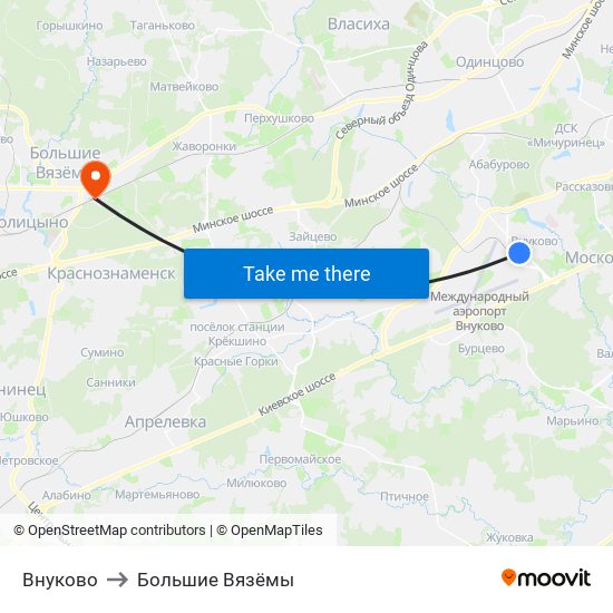 Внуково to Большие Вязёмы map