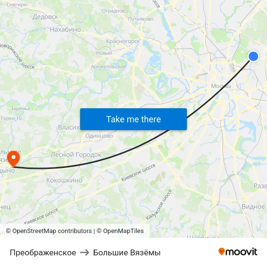 Преображенское to Большие Вязёмы map