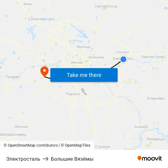 Электросталь to Большие Вязёмы map