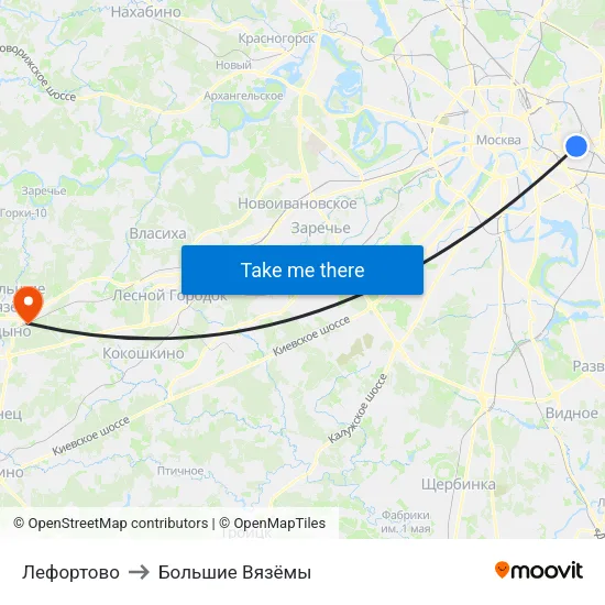 Лефортово to Большие Вязёмы map