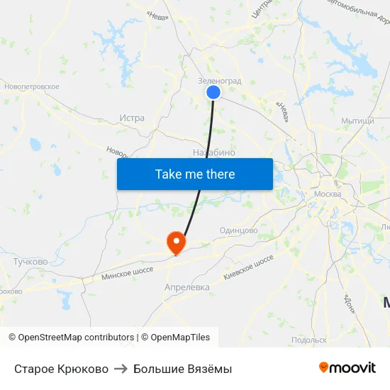 Старое Крюково to Большие Вязёмы map