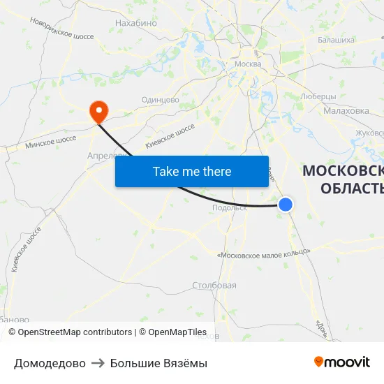 Домодедово to Большие Вязёмы map